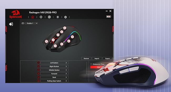 🔥🖱️ Redragon M612AK PRO RGB Gaming Mouse – 8000 DPI Dual Mode