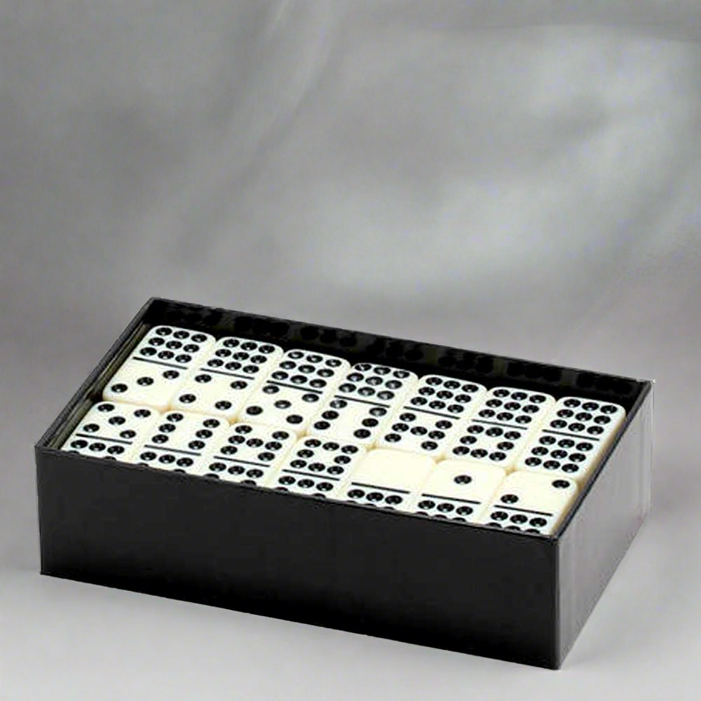 Double 9 Standard Dominoes Set | IVORY Tiles with Black Pips