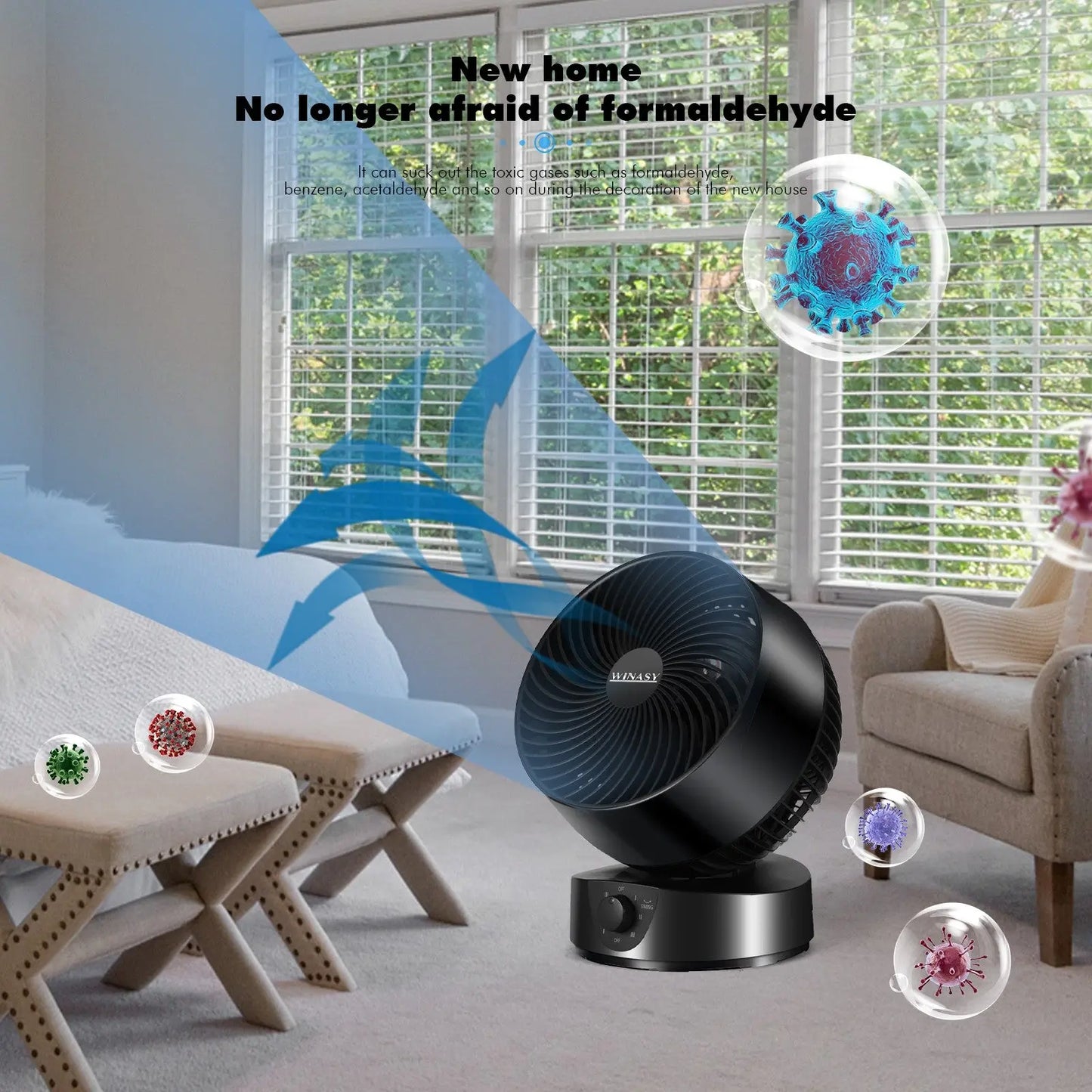 Portable Desk Wired Fans 3 Speeds 28W Silent Mode Air Circulator Fan g8central.com