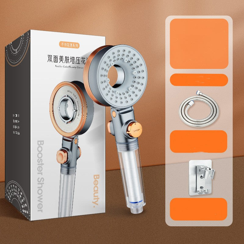Filtered Water Shower Head with Three-gear Pressurized Water Stop and De-chlorination Skin Care Beauty