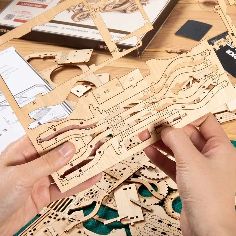 Robotime ROKR Army Jeep Car 3D Wooden Puzzle Model Toys Building Kits for Children Kids Birthday Christmas Gifts MC701 Dropship G8Central.com