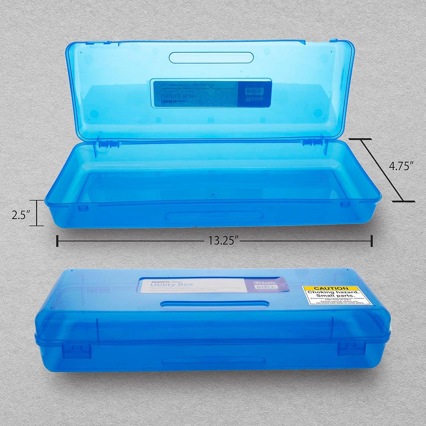 Plastic Pencil Case, Ruler Length Large Utility Storage Box, Assorted Color, Multi Purpose Organizer for Student School Supplies, 4-Pack