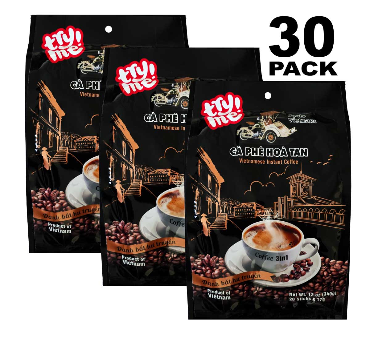 Cyclo Vietnam Authentic 3‑in‑1 Instant Coffee ☕ | CA PHE HOA TAN – 20 Sticks 12 oz