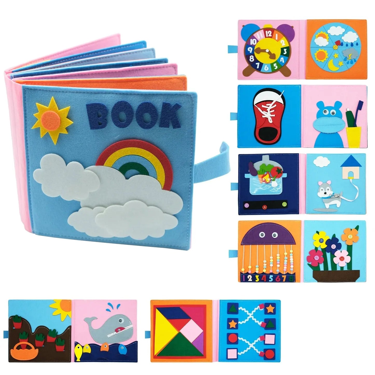 Washable Montessori Toddlers Busy Board 3D Baby Story Cloth Book Early Learning Education Habits G8Central.com