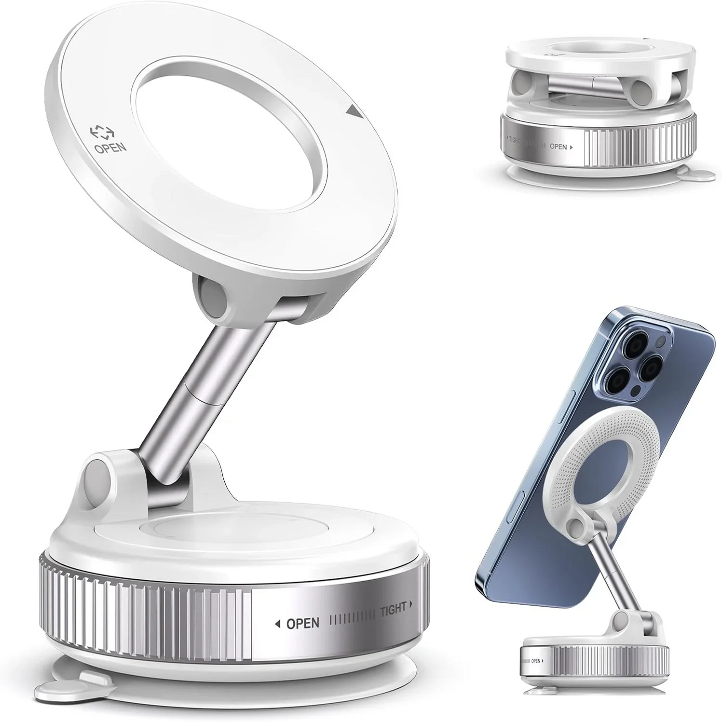 Upgraded 360° Vacuum Magnetic Phone Holder | Hands-Free Car Mount 🚗 | Suction Cup Magnetic Phone Stand for Car, Gym, Mirror, Kitchen & More ✨