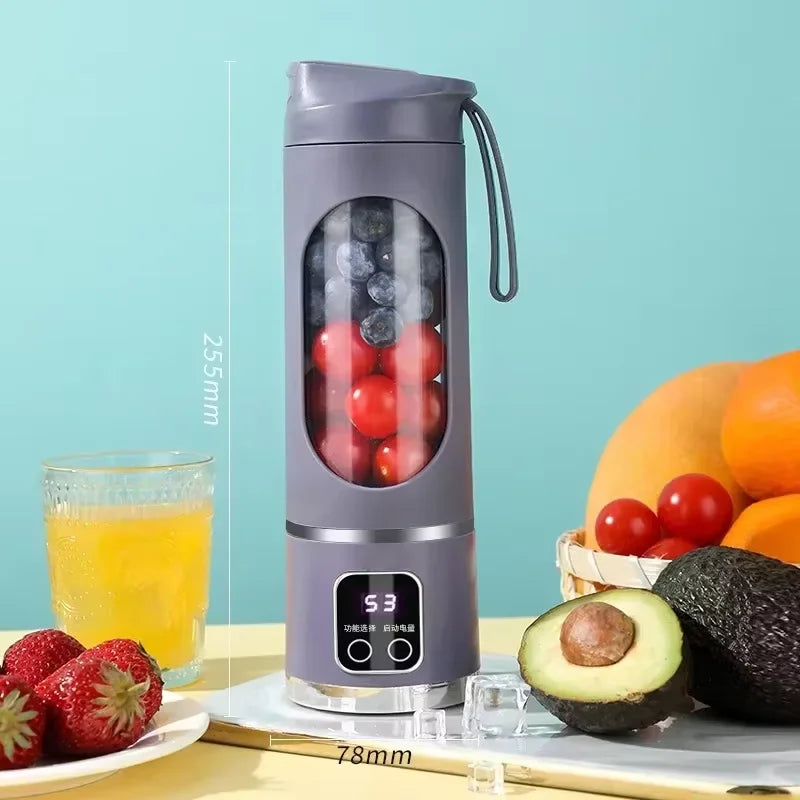 🥤✨ Portable Blender Fruit Juicer 450ml 🍓 | Wireless USB Rechargeable Mini Blender ⚡ | Stainless Steel Blade for Travel & Fitness Use 💪🚶♀️