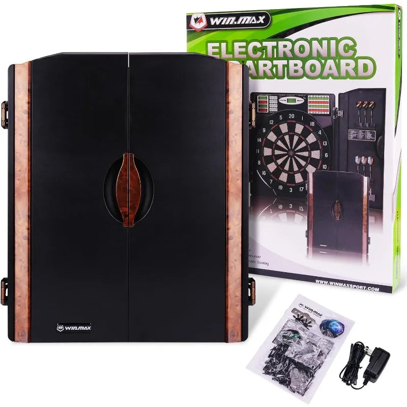 Electronic Dart Board LED Digital Dartboard Set 🎯 with Cabinet & 12 Soft Tip Darts | 27 Games, 259 Scoring Options, 8 Players