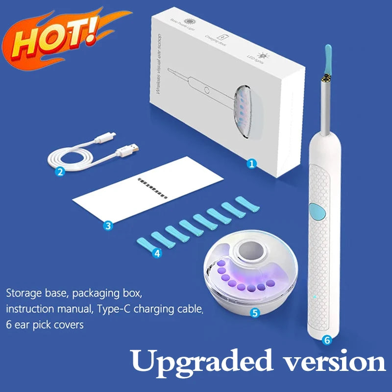 👂✨ Generation 2 Visual Ear Wax Cleaner Camera | Safe Earwax Removal Endoscope Tool 📷 | Smart Ear Cleaning Device – Black & White