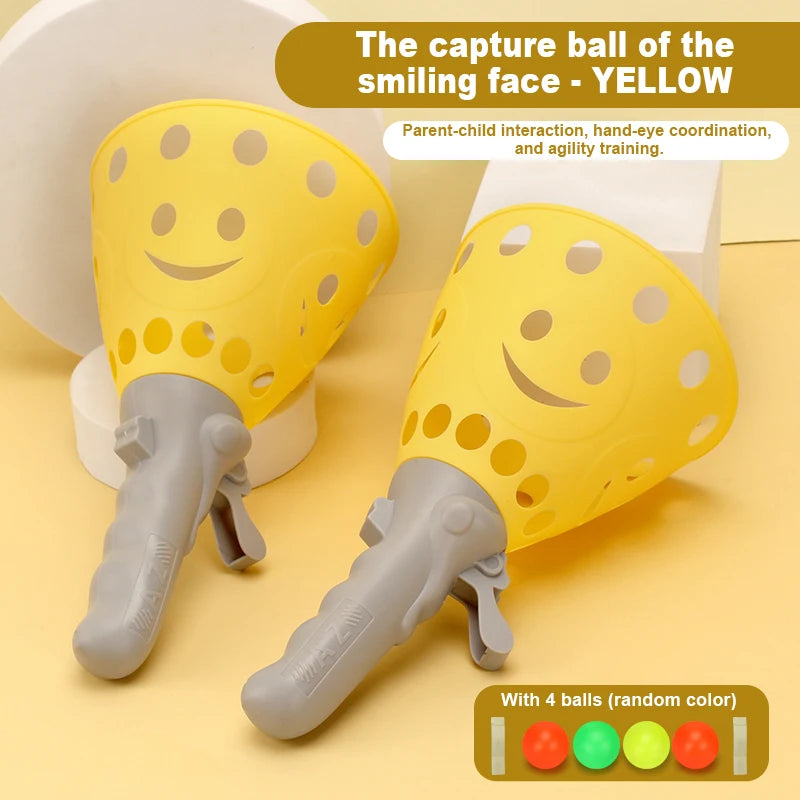 🎯⚽ Pop-Pass-Catch Ball Game for Kids – Indoor & Outdoor Active Play Set with 2 Catch Launchers & 4 Balls