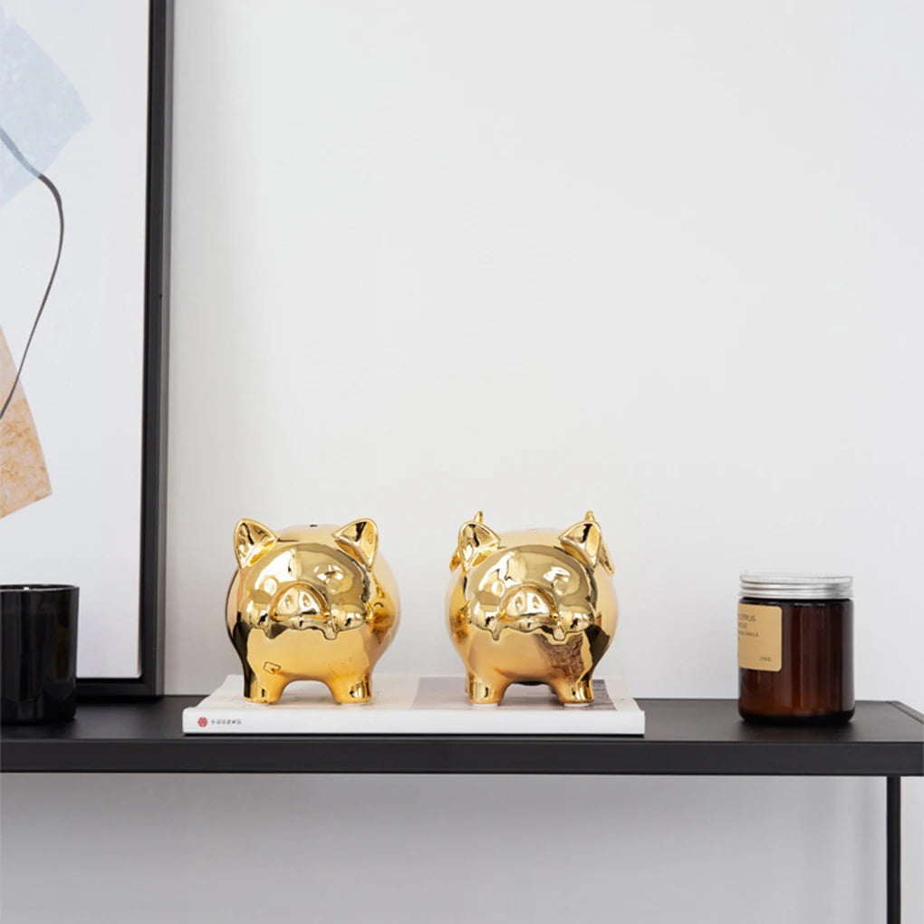 🐷✨ Ceramic Gold Pig Piggy Bank 💛 | Cute Coin Savings Money Box 💰 | Lucky Pig Home Decoration & Creative Home Furnishings