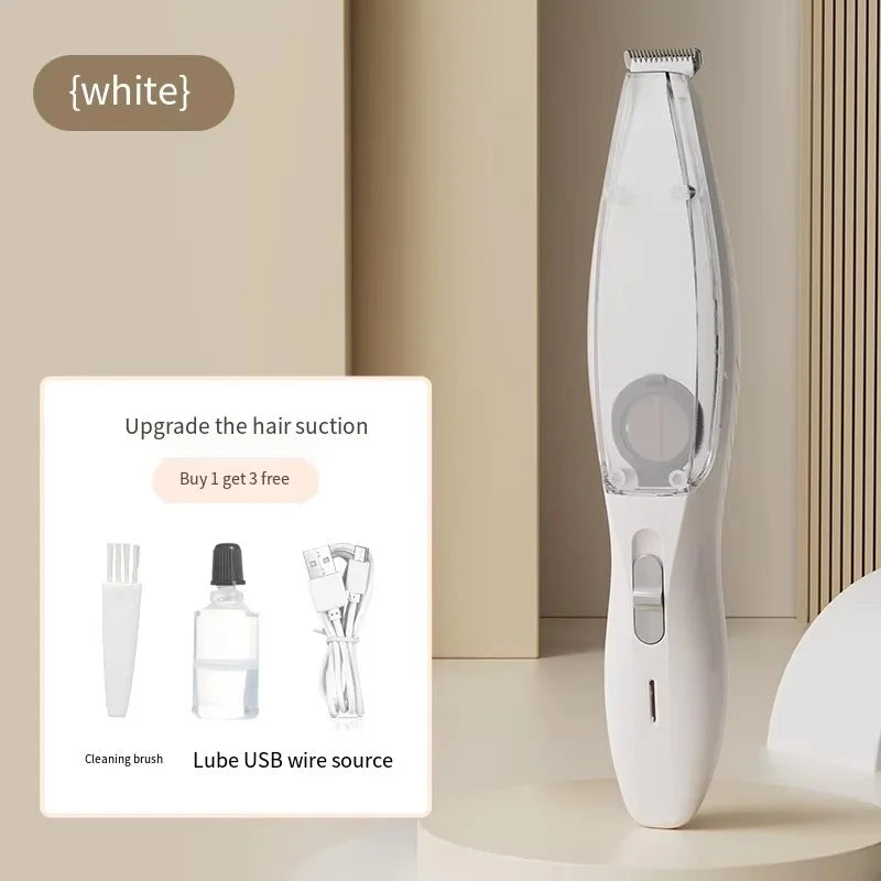 2-In-1 Hair Suction Pet Shaver & Paw Trimmer – Low Noise USB Rechargeable
