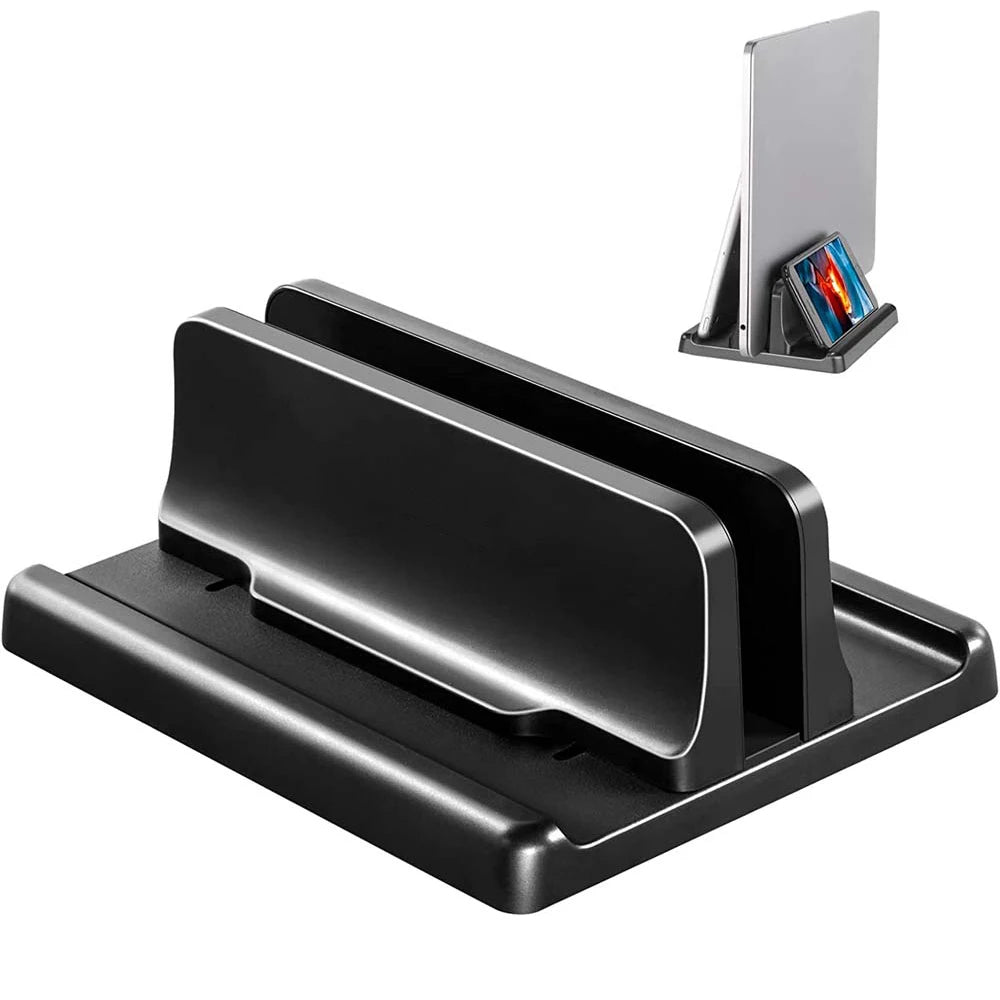 💻📚 Dual-Slot Vertical Laptop Stand – Adjustable Desktop Dock