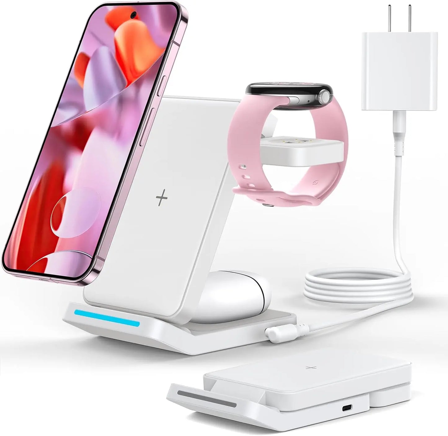 Upgraded 3-in-1 Foldable Wireless Charger Stand for Pixel Phone & Watch