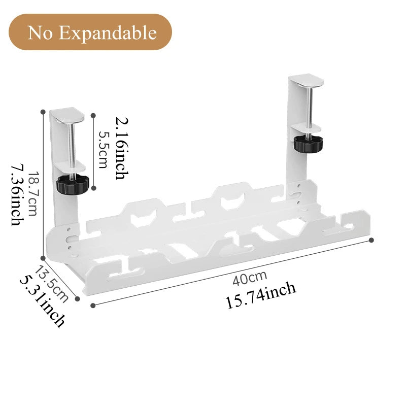 🔌🗂️ Telescopic Under Desk Cable Management Tray – No Drill Metal Rack