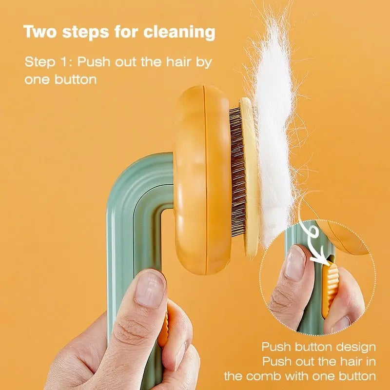 🐾 Pumpkin Cat & Dog Self‑Cleaning Grooming Comb | Pet Hair Remover Brush | Anti‑Shedding Massage Comb for Cats & Dogs G8Central.com