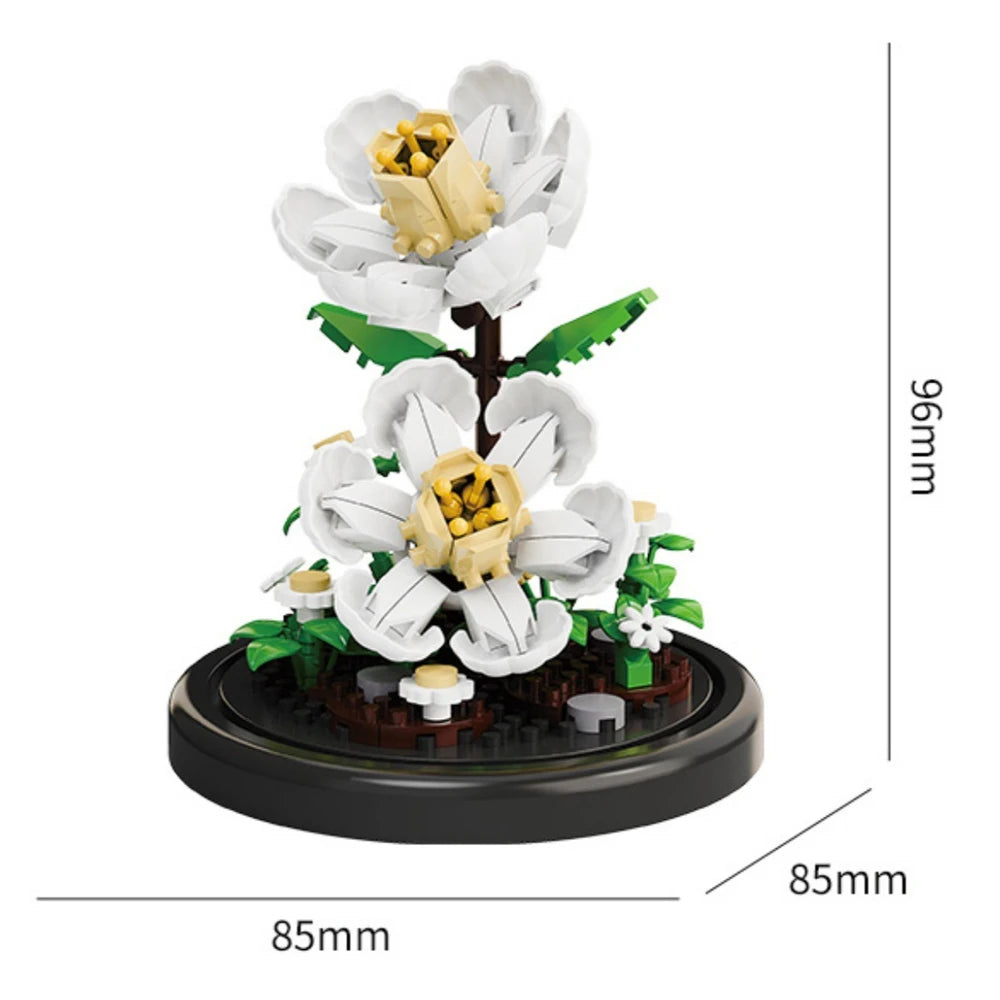 🌸🧱 Potted Plant Micro Building Blocks – Simulation Lily & Rose Flower Assembling Brick Model for Kids & Home Décor
