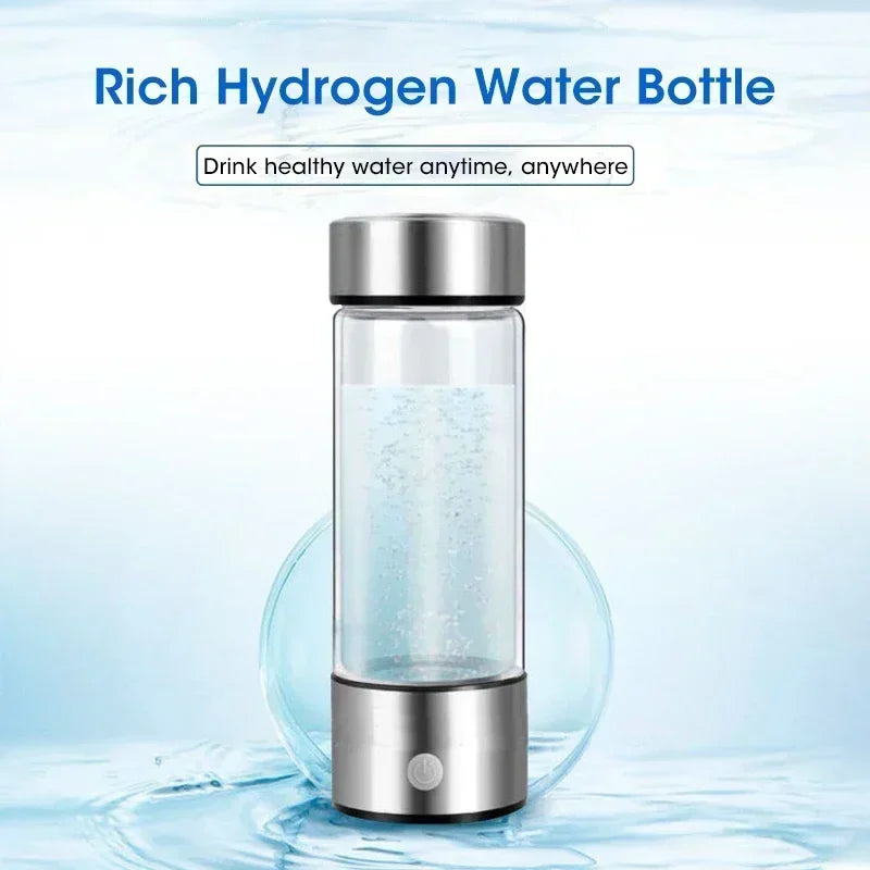 Hydrogen-Rich Water Cup Electric Hydrogen Rich Water Generator Bottle Titanium Quality Filter Portable Antioxidant Lonizer 14.2 Fluid Ounces (420ml)