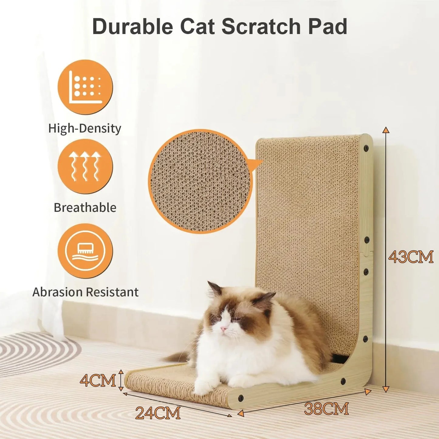 πΎπ L-Shape Cardboard Cat Scratcher β Wear-Resistant Scratch Post