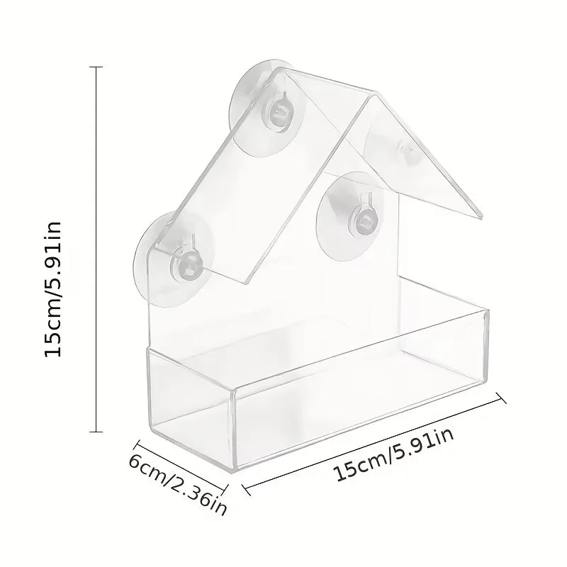 🐦🏡 Clear Acrylic Window Bird Feeder with Suction Cups