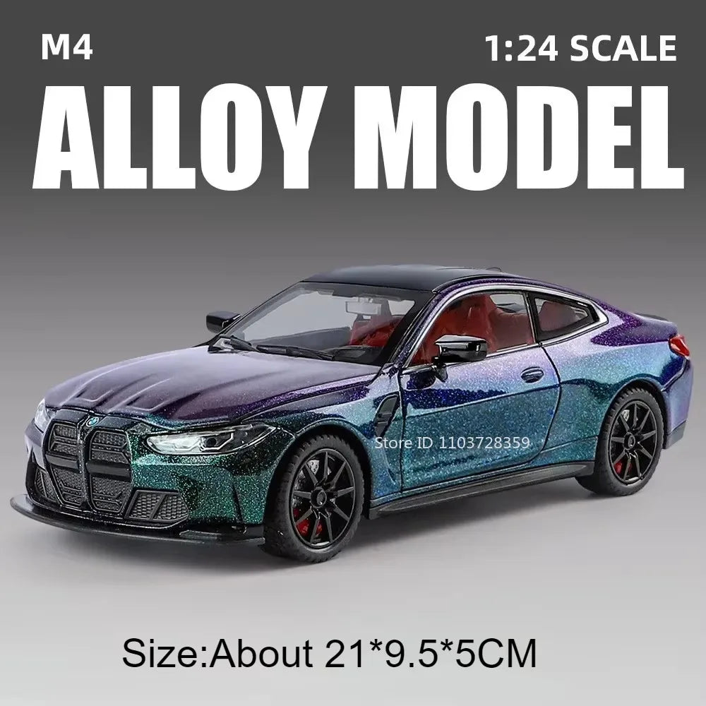 1:24 Miniature M4 or 760Li Model Toy Cars Alloy Diecast Sound Light Doors Opened Pull Back Shock Absorption Toy Vehicles Kids Gifts