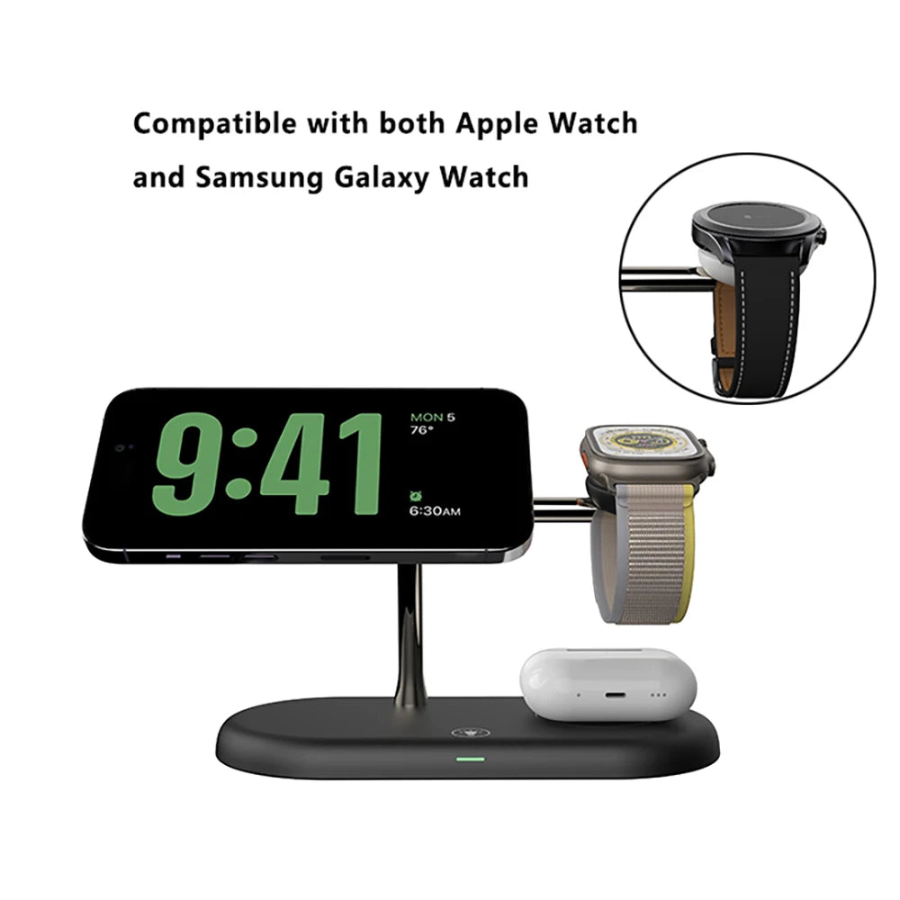 3-in-1 Wireless Charger Stand – Fast Charging for iPhone, Apple Watch & AirPods