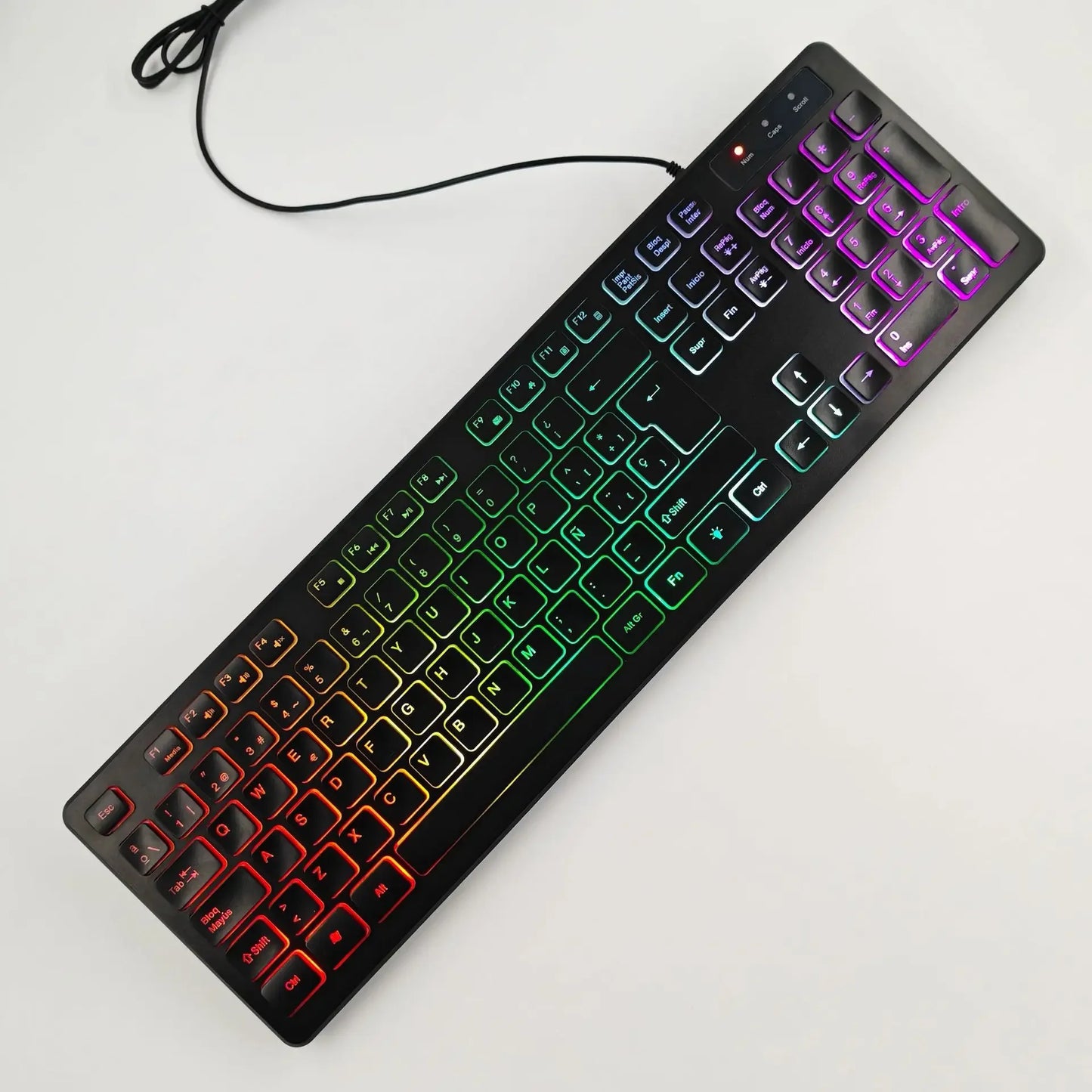 RGB Backlit Wired Gaming Keyboard – Mute USB Keyboard for Office & Home