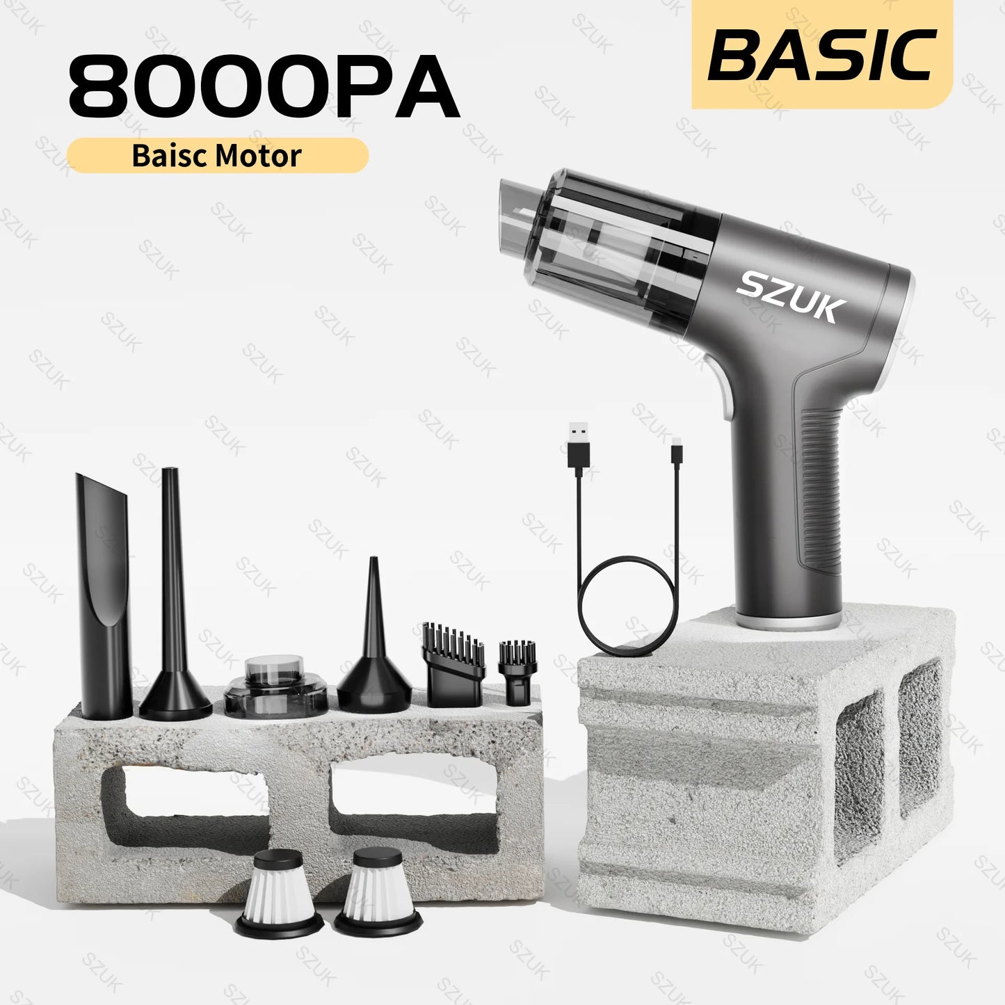 🚗🌀 SZUK 98000PA Wireless Car Vacuum Cleaner – Mini Powerful Handheld Vacuum with Strong Suction for Car & Home