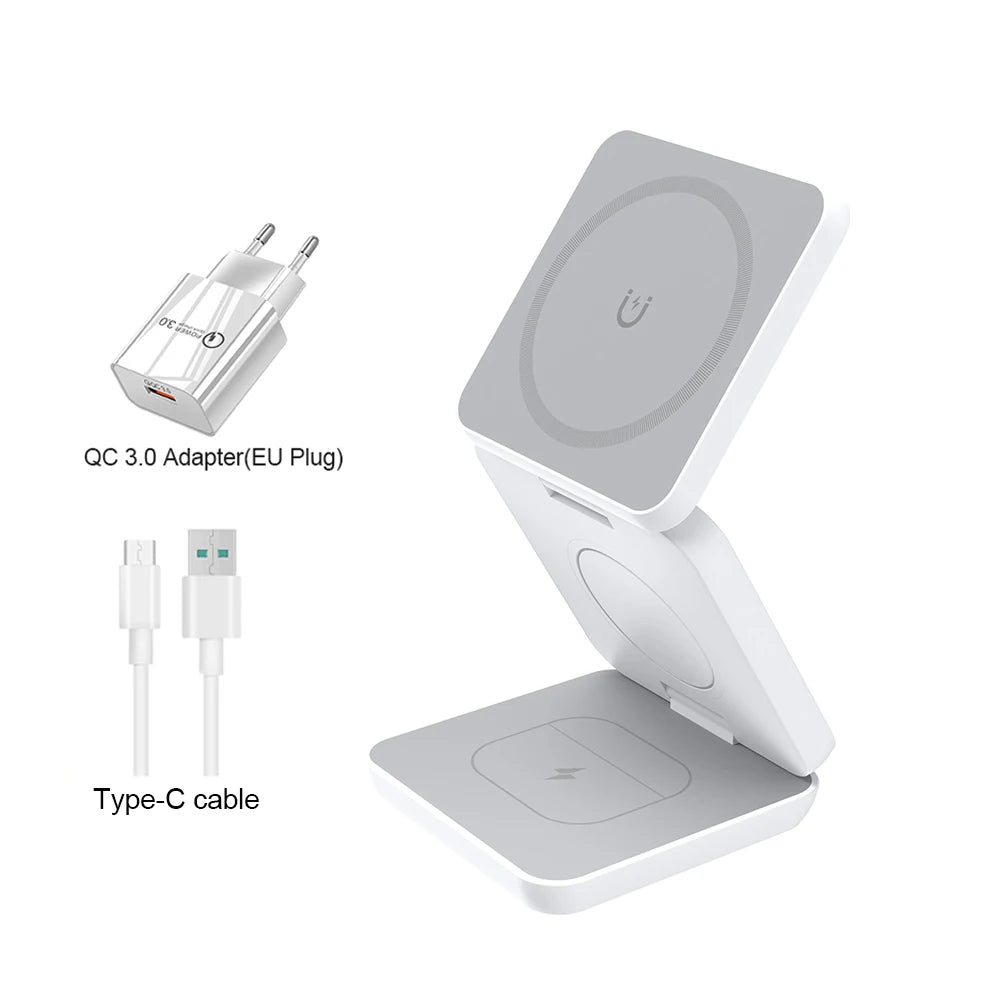 3-in-1 Foldable Magnetic Wireless Charging Station for iPhone & Apple Watch