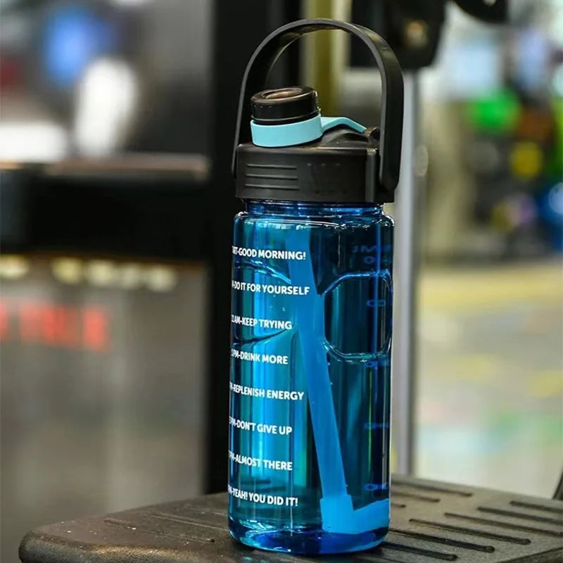 LUSQI Large Capacity Water Bottle (1.5L / 2L / 3L) โ Leakproof Straw Bottle with Time Marker ๐งโจ