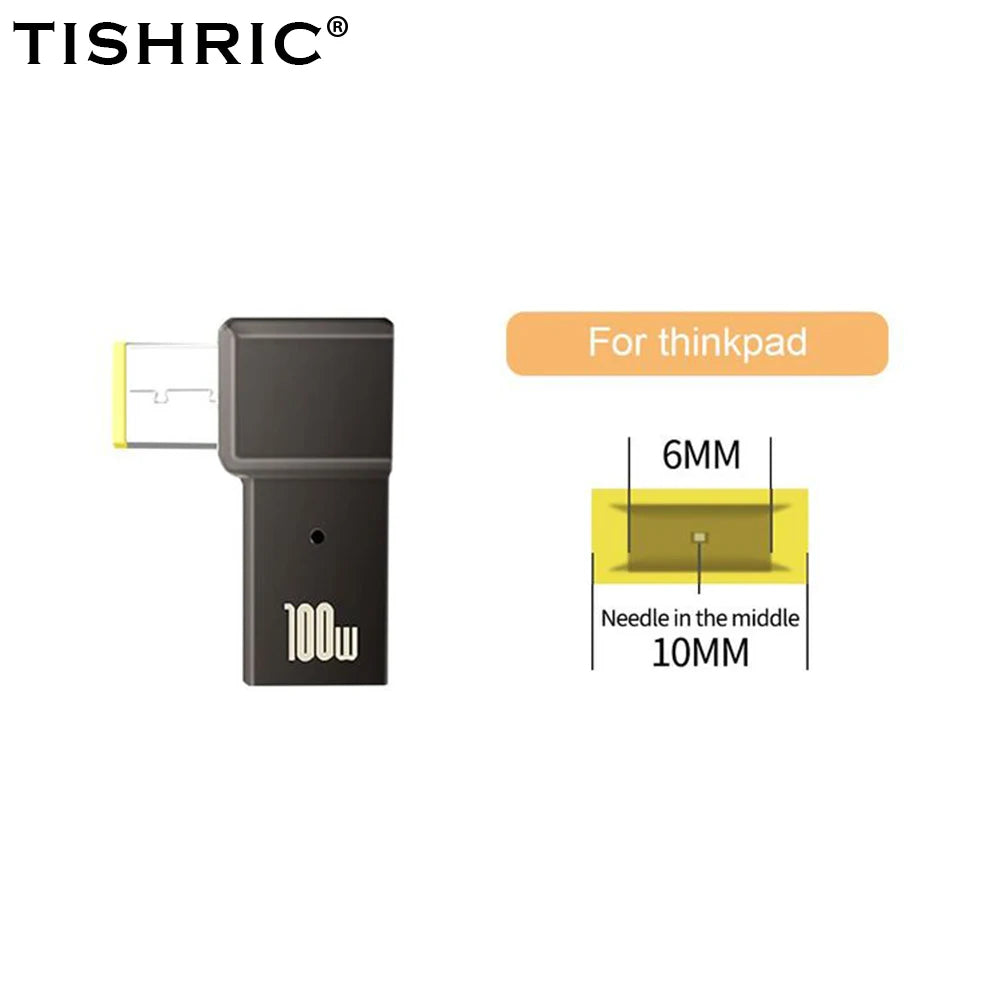 TISHRIC Laptop Power Charger Supply Connector Adapter PD 100W 5A USB Type-C Female to DC Male For HP/Lenovo/DELL