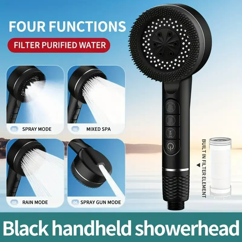 🚿💧 Four-Speed Filtered Supercharged Shower Head – Water-Seal High-Pressure Multi-Functional Bathroom Sprayer (1PC)