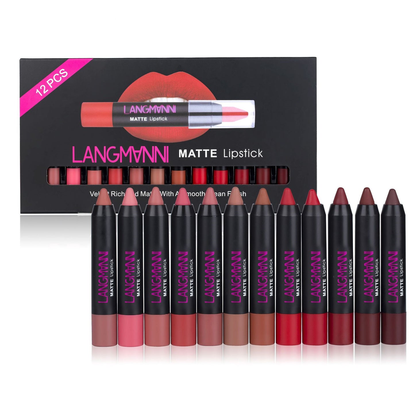 12 Non-Stick Cup Matte Lipstick Set – Long Lasting Liquid Lip Gloss Collection 💄✨