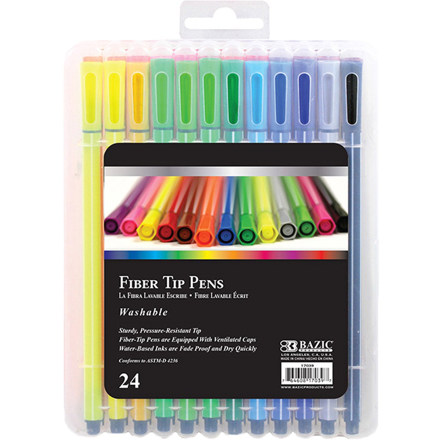 24 Color Washable Fiber Tip Pen Marker (24/Pack) –