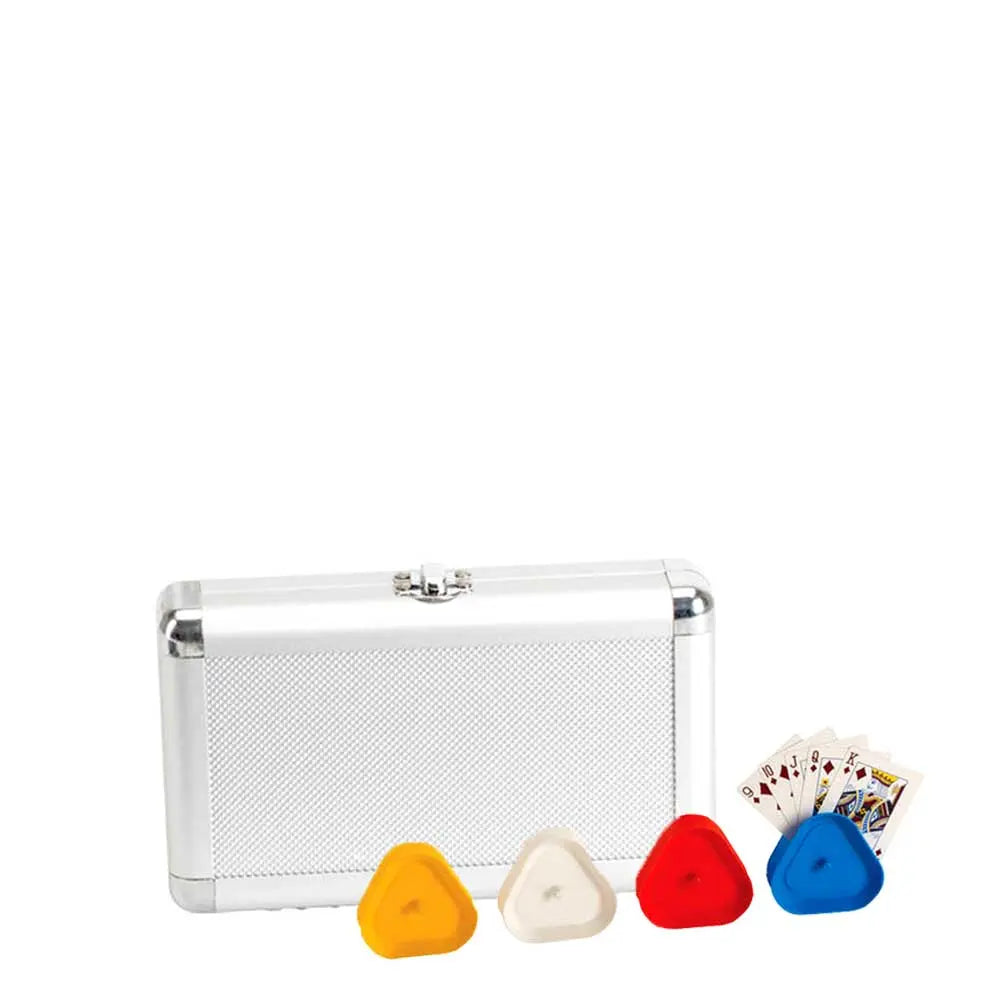 Playing Cards And Dice Set In Aluminum Case + 4 Card Holders G8Central