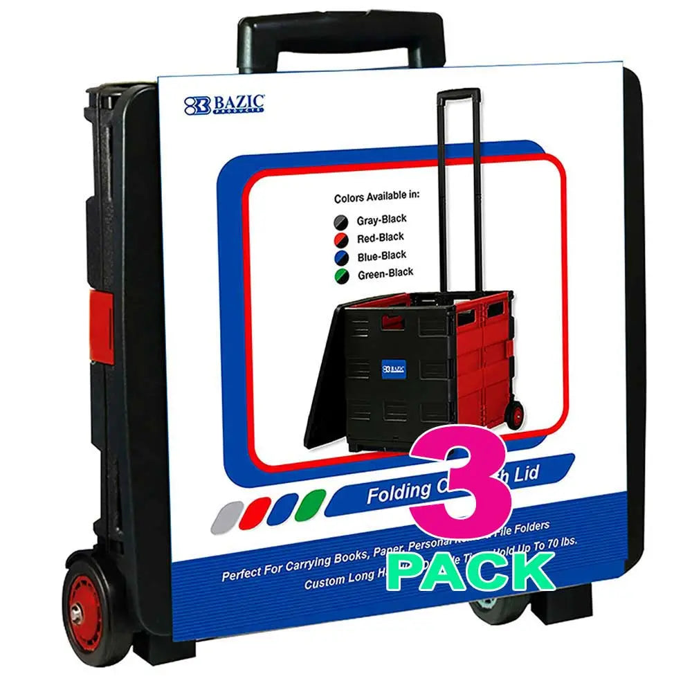 Collapsible Folding Utility Rolling Carts With Lid Cover. Telescopic Handle | Red G8Central