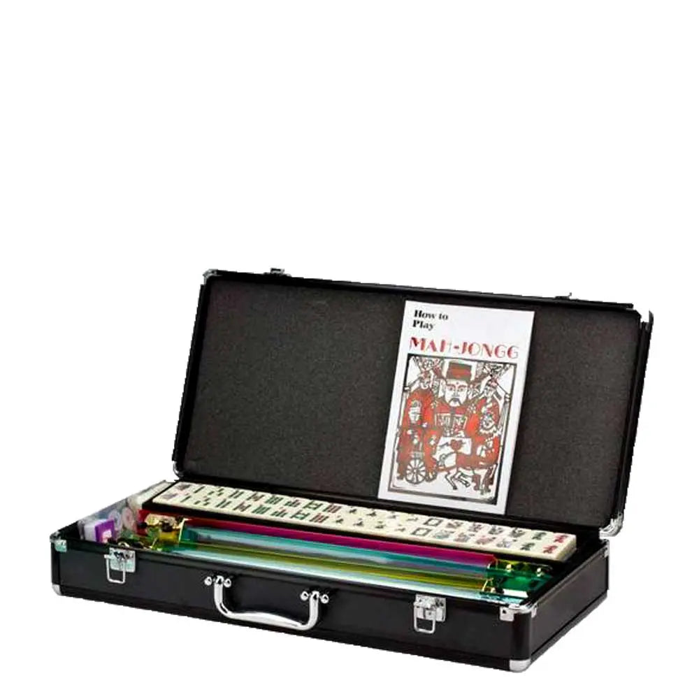 Mah Jong Set in Black Aluminum Case with Pushers – 166 Ivory Tiles, Racks, Dice & Bettor G8Central
