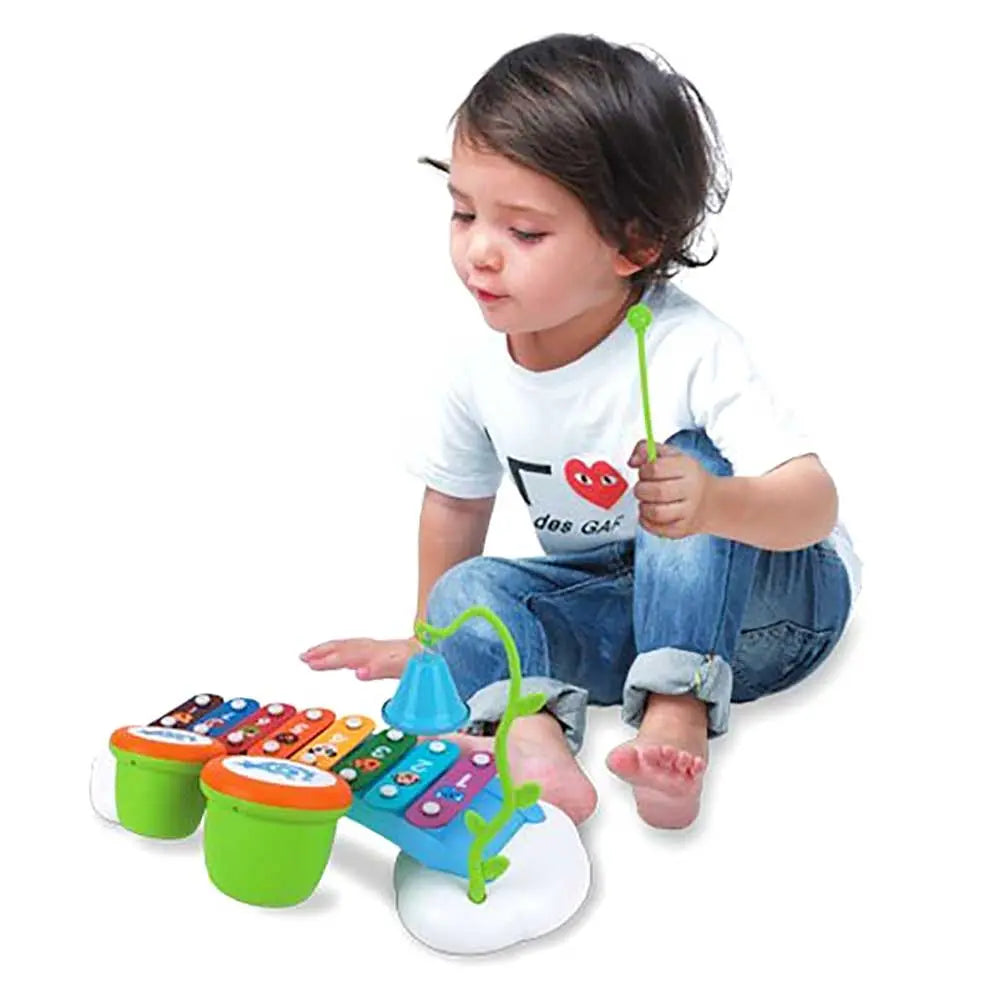 15" Rainbow Xylophone Piano Bridge For Kids With Ringing Bell And Drums G8Central