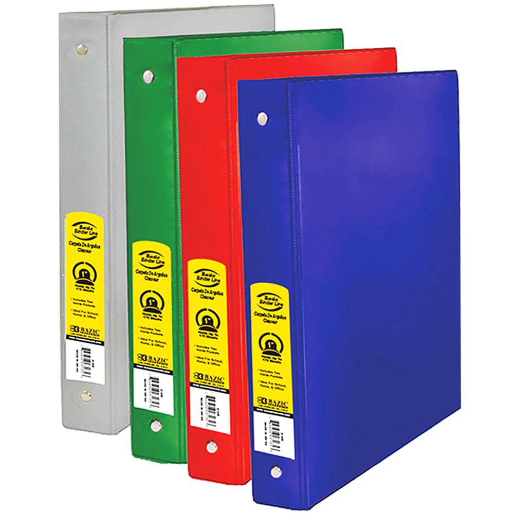 1 inch Round Ring Binder w/ 2-Pockets | BLACK | WHITE | COLOR asst..