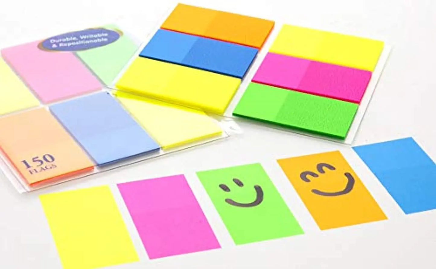Self-Stick Flags, Neon Color (10/Pack) | 25 Ct. 0.5" X 1.7" | 150 Flags.