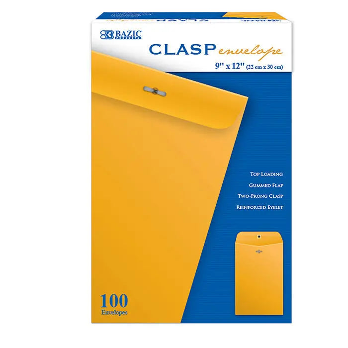 Envelope KRAFT 9" x 12" Clasp Eyelet Closure for Mailing | 100 Ct/Case G8Central