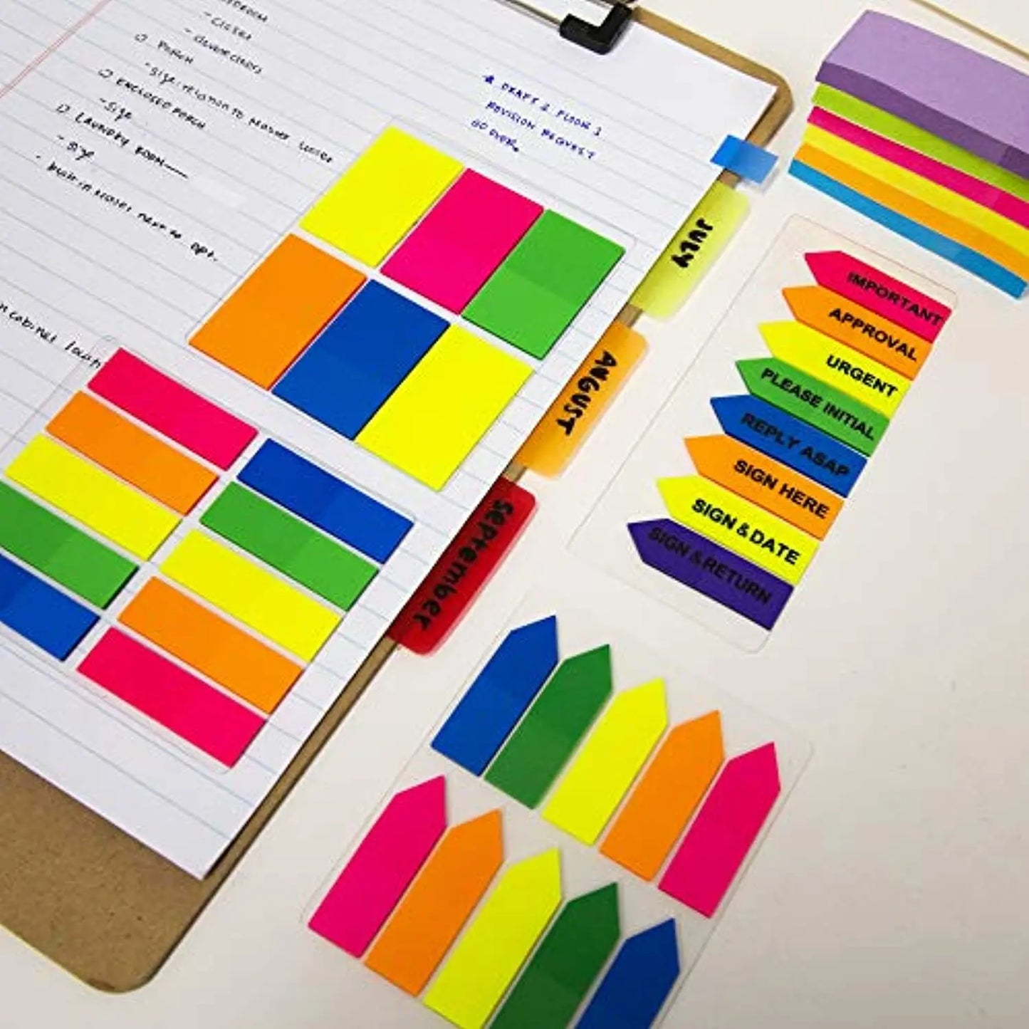 Arrow Flags, Neon Color (10/Pack) | 25 Ct. 0.5" X 1.7" | 250 Flags.