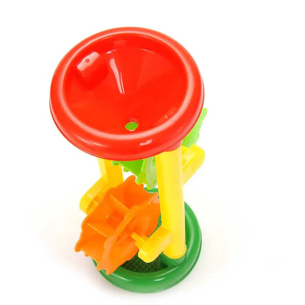 Double Sand Wheel Beach Toy Set With Bucket, Shovels, Rakes, Sailboat, And 3 Molds G8Central