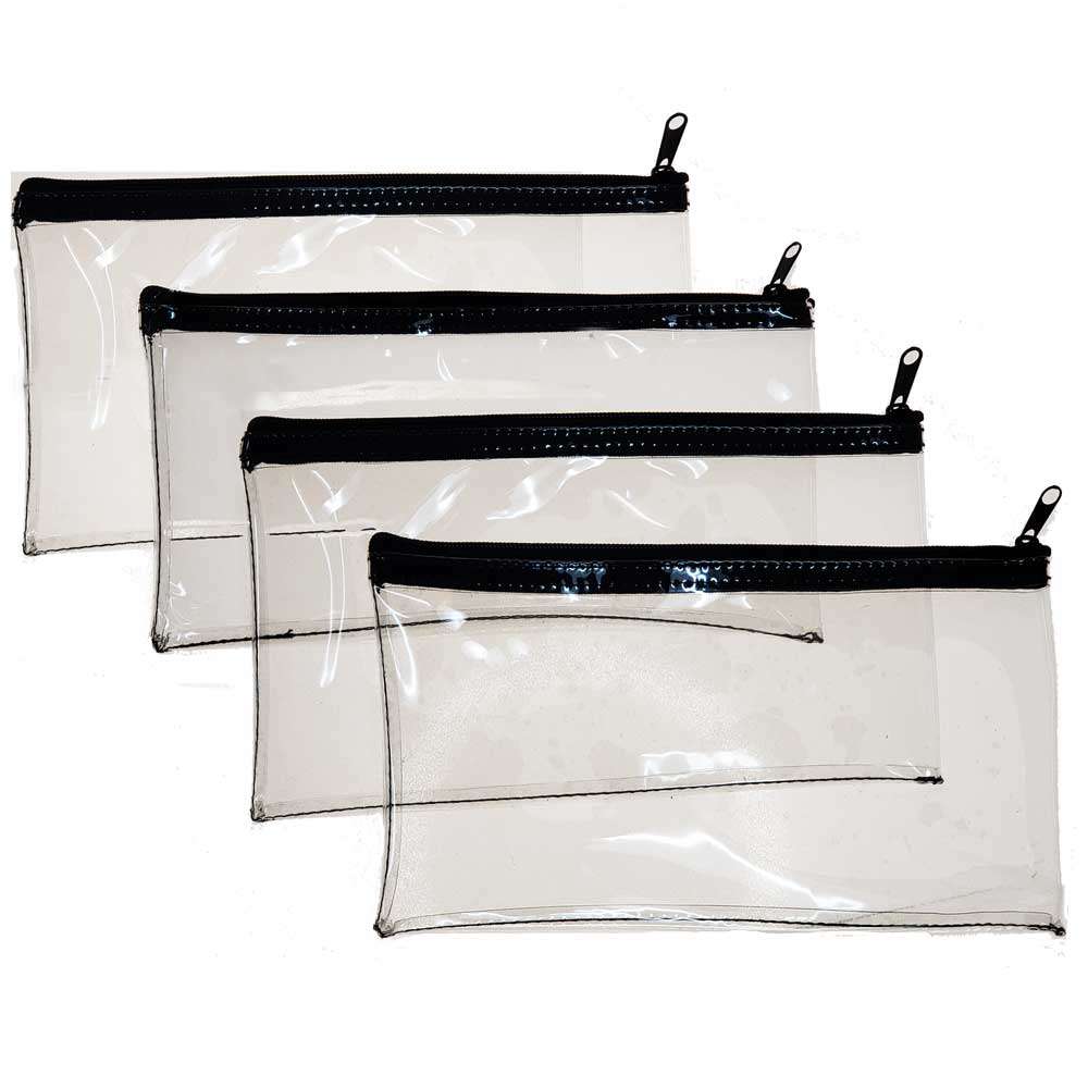 Bazic Products 805 11.5 x 6.5 3-Ring Clear Pencil Pouch - Pack of 24