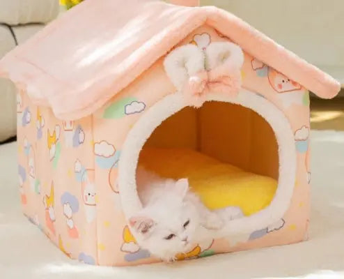 🐾❄️ Foldable Pet Dog & Cat Bed – Cozy Winter Cave Nest for Warm, Safe & Snuggly Sleep! 🐶🐱✨ G8Central.com