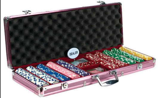 🎀♠️ 500 Chips Pink Aluminum Case Poker Set – Play in Style with Premium Dice Chips, Cards & Accessories G8Central.com