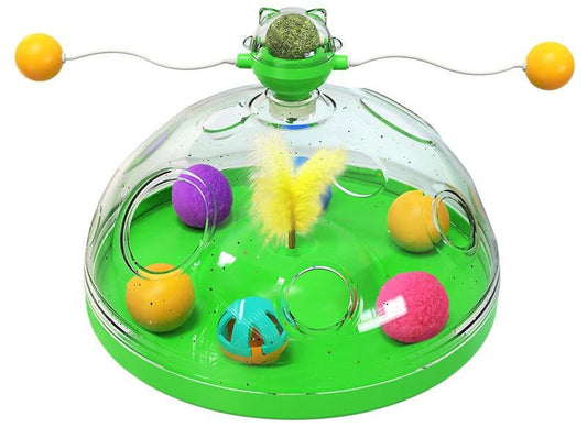 🐱✨ Interactive Cat Toy Ball: Spinning Puzzle Track with Plush Balls, Feather Teaser & Catnip Fun for Curious Kittens! 💖🎉