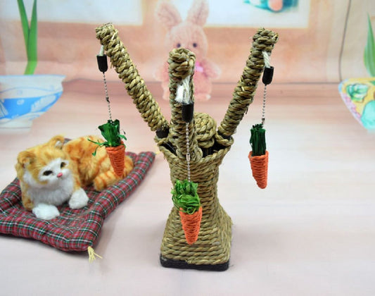 🥕🐰 Handwoven Seagrass Carrot Pet Climbing Toy: Natural Scratcher & Chew Activity Center for Cats, Rabbits & Hamsters 🐱🐹