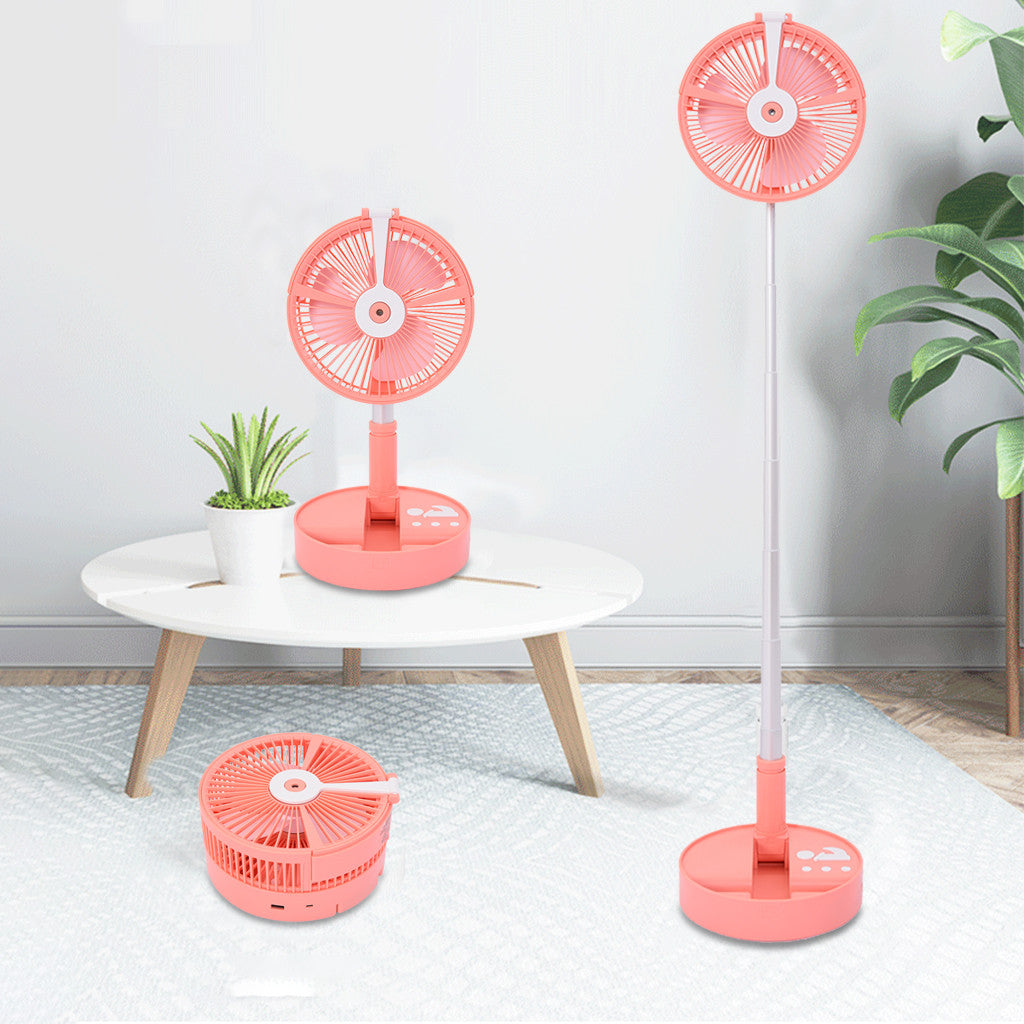 Folding Pedestal Stand Fan Mini Telescopic Fan USB Rechargeable Table Floor Fan