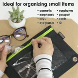 3 Ring Pencil Pouch, Mesh Window, Neon Black Color 144-pcs