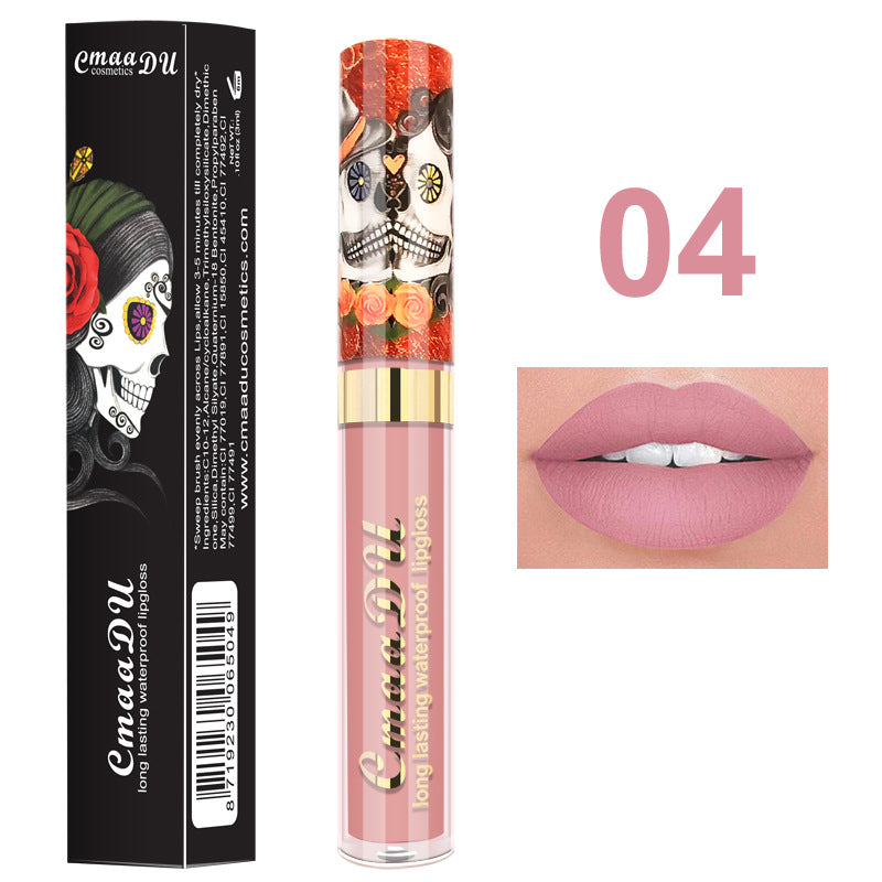 Light Metal Pearlescent Skull Lip Gloss – Shiny Metallic Liquid Lipstick 💄✨